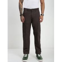 necked Men Brown Relaxed Fit Cargo