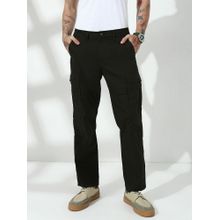 necked Men Black Relaxed Fit Cargo