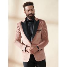 MR BUTTON Men Pink Solid Tuxedo Blazer