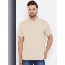 98 Degree North Men Cotton Lycra Polo Neck T-Shirt-Beige