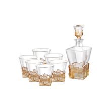 Momentz Dof Glass Amber (Pack of 6 Glasses + Decanter)