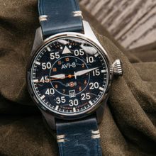 AVI-8 Hawker Hurricane Automatic Sapphire Lens Blue Round Luminous Dial Men Watch - AV-4097-02