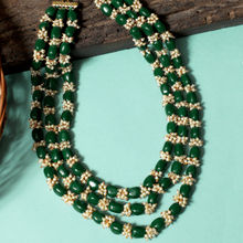 Karatcart Green Beads with Tassel Multilayered Maharaja Moti Mala for Men