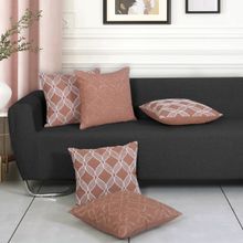 ODE & CLEO Cotton Cushion Covers 18X18 in Zip Closure Sofa Cushion (Set of 5)