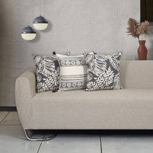 ODE & CLEO Cotton Cushion Covers 18X18 in Zip Closure Sofa Cushion (Set of 3)