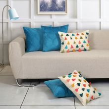 ODE & CLEO Cotton Cushion Covers 18X18 in Zip Closure Sofa Cushion (Set of 5)