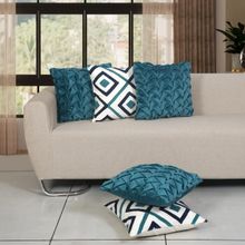 ODE & CLEO Cotton Cushion Covers 18X18 in Zip Closure Sofa Cushion (Set of 5)