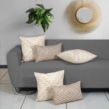 ODE & CLEO Cotton Cushion Covers 18X18 in Zip Closure Sofa Cushion (Set of 5)