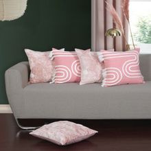 ODE & CLEO Cotton Cushion Covers 18X18 in Zip Closure Sofa Cushion (Set of 5)