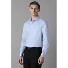 Louis Philippe Mens Blue Easy to Iron Premium Cotton Regular fit Formal Shirt