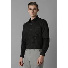 Louis Philippe Men's Cotton Wrinkle Resistant Slim fit Black Printed Formal Shirt
