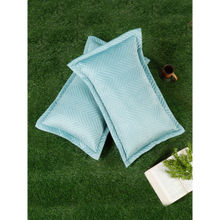 HOSTA HOMES Quilted Soft Velvet Pillow Covers Pack Of 2 Aqua