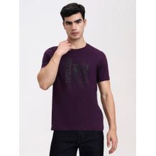 Greenfibre Linen Wine Solid Round Neck T-Shirt