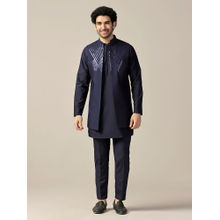 KISAH Men Purple Kurta and Jacket with Pant (Set of 3)