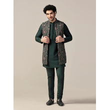 KISAH Men Multi-Color Kurta and Printed Nehru Jacket with Churidar