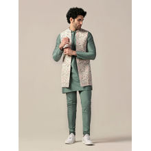 KISAH Men Multi-Color Kurta and Printed Nehru Jacket with Churidar