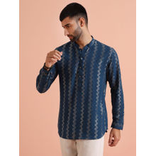 KISAH Men Blue Short Kurta