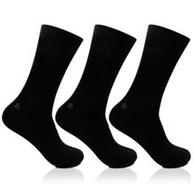 Bonjour Men's Cotton Odour Plain Full Length Socks, Pack Of 3 - Black (Free size)