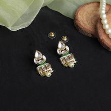 BeAbhika White And Green Divine Kundan Earrings