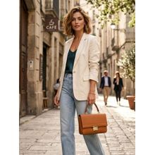 Yelloe Tan Top Handle Satchel Bag For Women