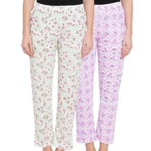 Clovia Pack Of 2 Printed Cotton Pyjama - Multi-Color