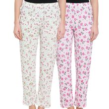 Clovia Pack Of 2 Printed Cotton Pyjama - Multi-Color