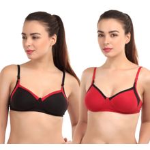 Abelino Set Of 2 Red & Black Full Coverage Seamless Bra