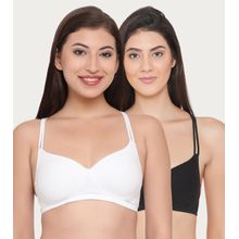 Clovia Pack Of 2 Cotton Padded Non-Wired Racerback T-Shirt Bra - Multi-Color