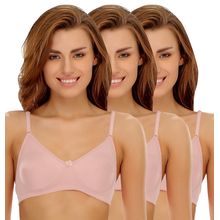 Clovia Pack of 3 Cotton Rich Non-Padded Wirefree T-shirt Bra - Pink