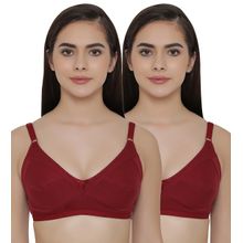 Clovia Pack of 2 Full Coverage Non Padded Wirefree Full Cup Bra's - Maroon