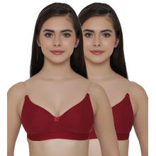 Clovia Pack of 2 T-shirt Non Padded Wirefree Full Cup Bra's - Maroon