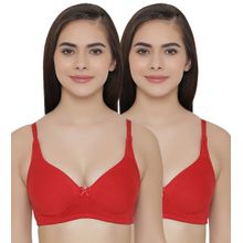 Clovia Pack of 2 Full Coverage Non Padded Wirefree Full Cup Bra's - Red
