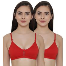 Clovia Pack of 2 Full Coverage Non Padded Wirefree Full Cup Bra's - Red