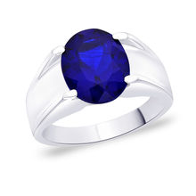Peora Silver Men's Blue Ring