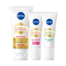 NIVEA Luminous Serum + Face Wash + Day Cream Even Glow Travel Size Skincare Regime Kit