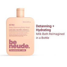 Be Neude All Wet Deep Cleansing Detan Milk Body Wash - Lactic Acid,Vitamin C for Tan Removal