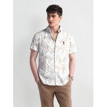 U.S. POLO ASSN. Slim Fit Floral Off White Casual Shirt