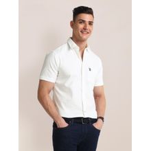 U.S. POLO ASSN. Tailored Regular Fit Solid Off White Casual Shirt