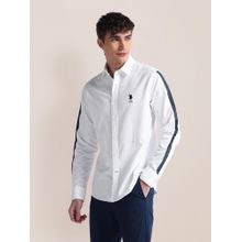 U.S. POLO ASSN. Semi-Cutaway Collar Long Sleeve White Casual Shirt
