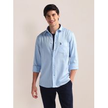 U.S. POLO ASSN. Tailored Fit Pure Cotton Blue Casual Shirt