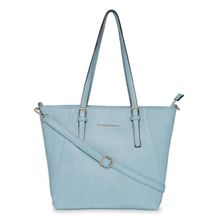 Giordano Women Blue Solid Tote Bag With Detachable Sling Strap (M)