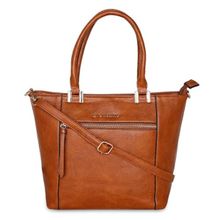 Giordano Women Brown Solid Tote Bag With Detachable Sling Strap (M)