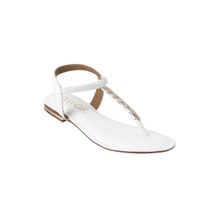 Catwalk T-Strap Embellished Sandals White