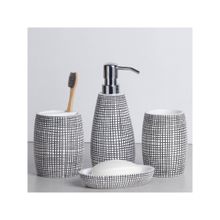 OBSESSIONS Polyresin 4Pc Bathset, Black & White