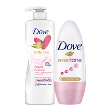 Dove Body Love Supple Bounce Body Lotion & Eventone Deodorant Roll On For Women