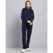 Monte Carlo Womens Self Design Navy Blue Mock Neck Full Sleeve Tracksuit (Set of 2)