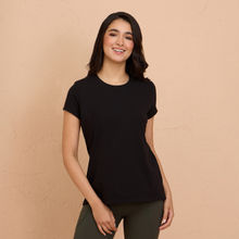 Nykd By Nykaa Super Comfy Cotton Stretch Classic Solid T-Shirt-Nyle216-Black
