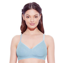 Enamor A042 Side Support Shaper Classic Bra - Cotton Non-Padded Wirefree High Coverage - Blue
