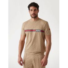 Guess Beige Jamey Cotton Blend Printed T-Shirt