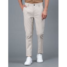 Red Tape Off White Solid Cotton Spandex Mens Chinos